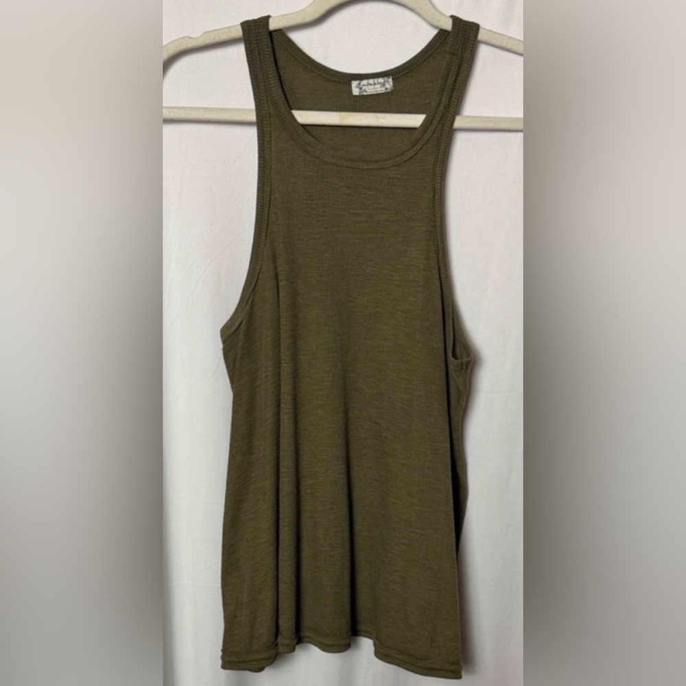 Free People Intimately Olive Green Sleeveless Ribbed Tank Size XS